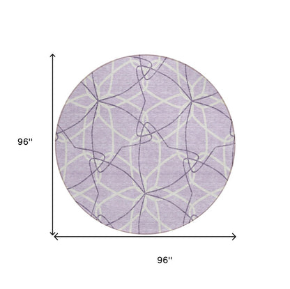 3' X 5' Lavender And Ivory Geometric Washable Indoor Outdoor Area Rug