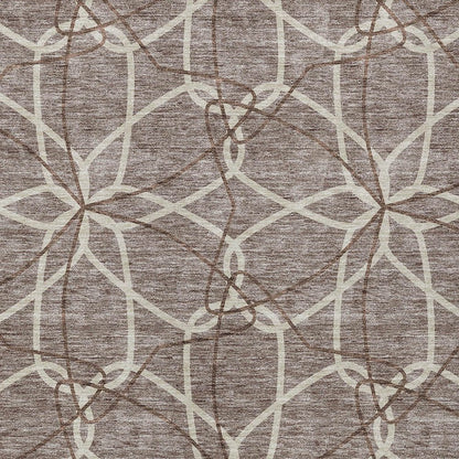 3' X 5' Taupe And Ivory Geometric Washable Indoor Outdoor Area Rug