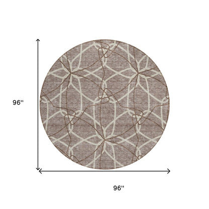 3' X 5' Taupe And Ivory Geometric Washable Indoor Outdoor Area Rug