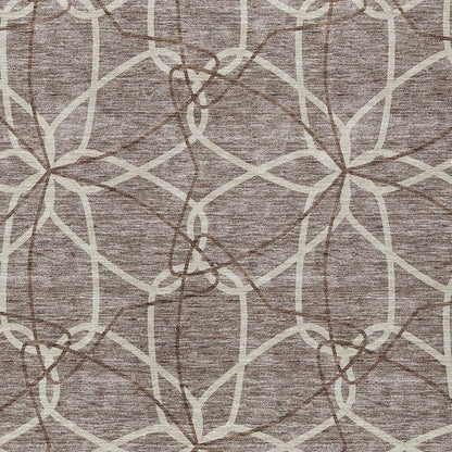 3' X 5' Taupe And Ivory Geometric Washable Indoor Outdoor Area Rug