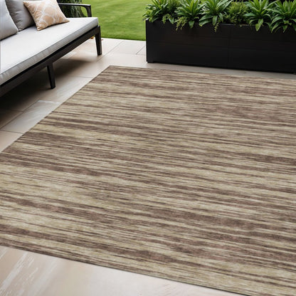 3' X 5' Brown And Beige Abstract Washable Indoor Outdoor Area Rug