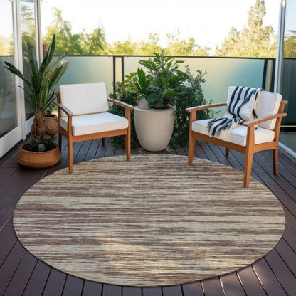 3' X 5' Brown And Beige Abstract Washable Indoor Outdoor Area Rug