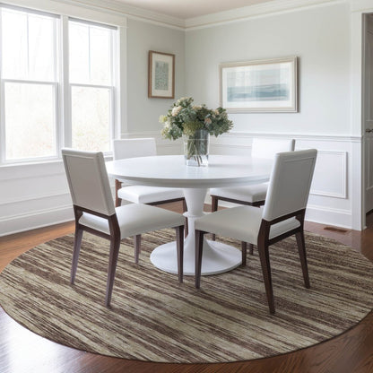 3' X 5' Brown And Beige Abstract Washable Indoor Outdoor Area Rug