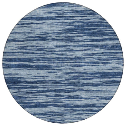 3' X 5' Blue And Navy Blue Abstract Washable Indoor Outdoor Area Rug