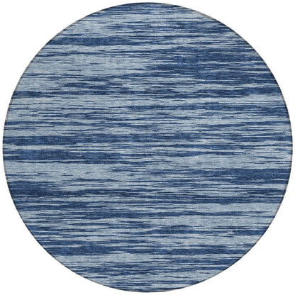 3' X 5' Blue And Navy Blue Abstract Washable Indoor Outdoor Area Rug