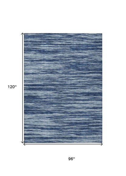 3' X 5' Blue And Navy Blue Abstract Washable Indoor Outdoor Area Rug