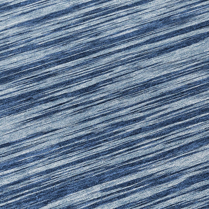 3' X 5' Blue And Navy Blue Abstract Washable Indoor Outdoor Area Rug