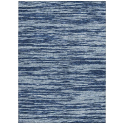 3' X 5' Blue And Navy Blue Abstract Washable Indoor Outdoor Area Rug