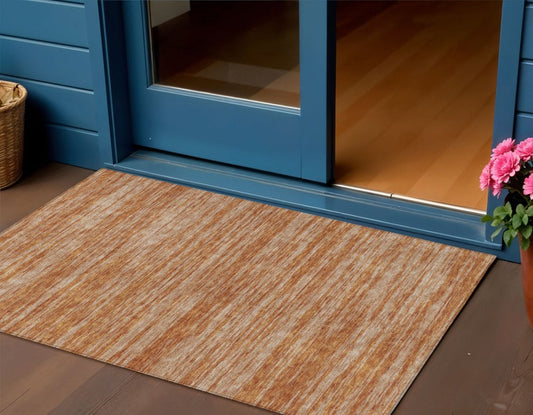 3' X 5' Copper And Rust Abstract Washable Indoor Outdoor Area Rug