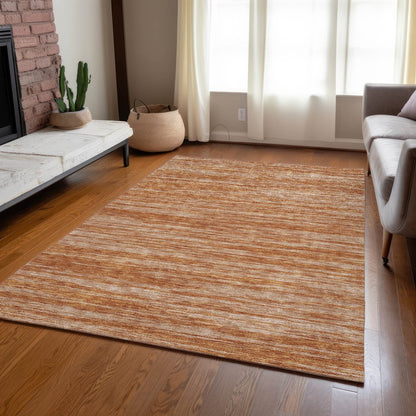 3' X 5' Copper And Rust Abstract Washable Indoor Outdoor Area Rug