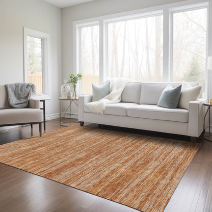 3' X 5' Copper And Rust Abstract Washable Indoor Outdoor Area Rug