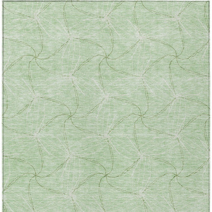 3' X 5' Mint Green And Ivory Geometric Washable Indoor Outdoor Area Rug