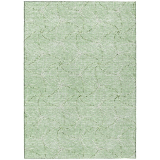 3' X 5' Mint Green And Ivory Geometric Washable Indoor Outdoor Area Rug