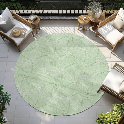 3' X 5' Mint Green And Ivory Geometric Washable Indoor Outdoor Area Rug