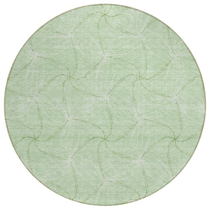 3' X 5' Mint Green And Ivory Geometric Washable Indoor Outdoor Area Rug