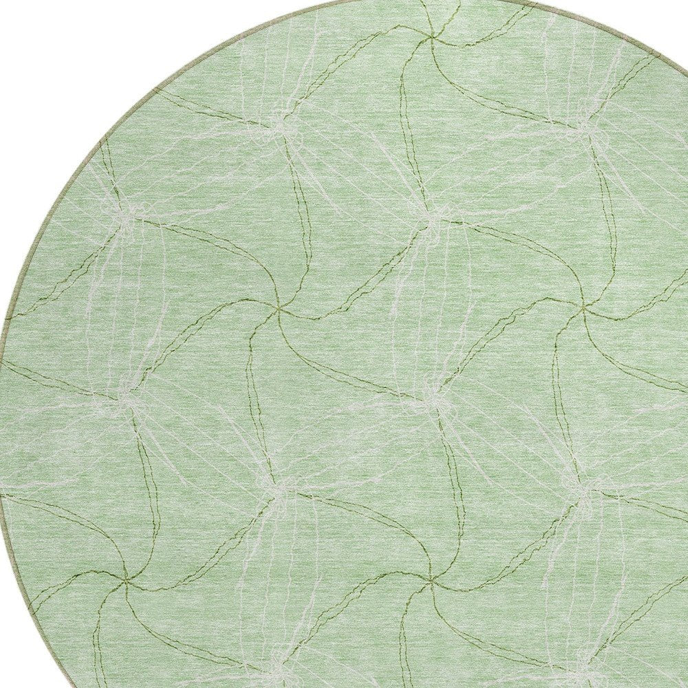 3' X 5' Mint Green And Ivory Geometric Washable Indoor Outdoor Area Rug
