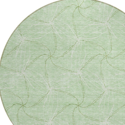 3' X 5' Mint Green And Ivory Geometric Washable Indoor Outdoor Area Rug