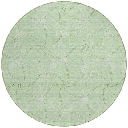 3' X 5' Mint Green And Ivory Geometric Washable Indoor Outdoor Area Rug