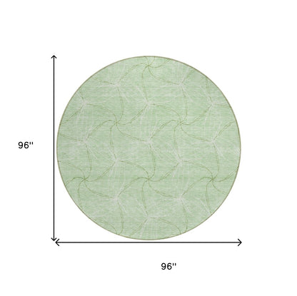 3' X 5' Mint Green And Ivory Geometric Washable Indoor Outdoor Area Rug