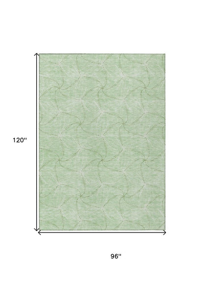3' X 5' Mint Green And Ivory Geometric Washable Indoor Outdoor Area Rug