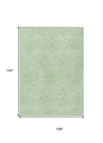 3' X 5' Mint Green And Ivory Geometric Washable Indoor Outdoor Area Rug