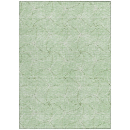 3' X 5' Mint Green And Ivory Geometric Washable Indoor Outdoor Area Rug