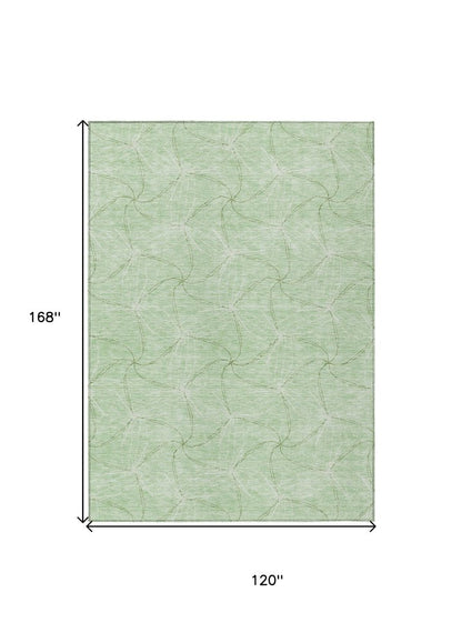 3' X 5' Mint Green And Ivory Geometric Washable Indoor Outdoor Area Rug