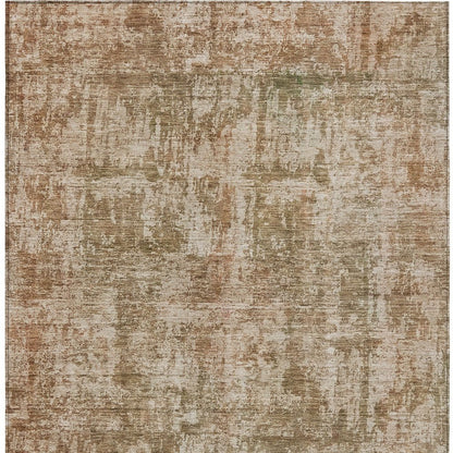 8' X 10' Beige And Copper Abstract Washable Indoor Outdoor Area Rug