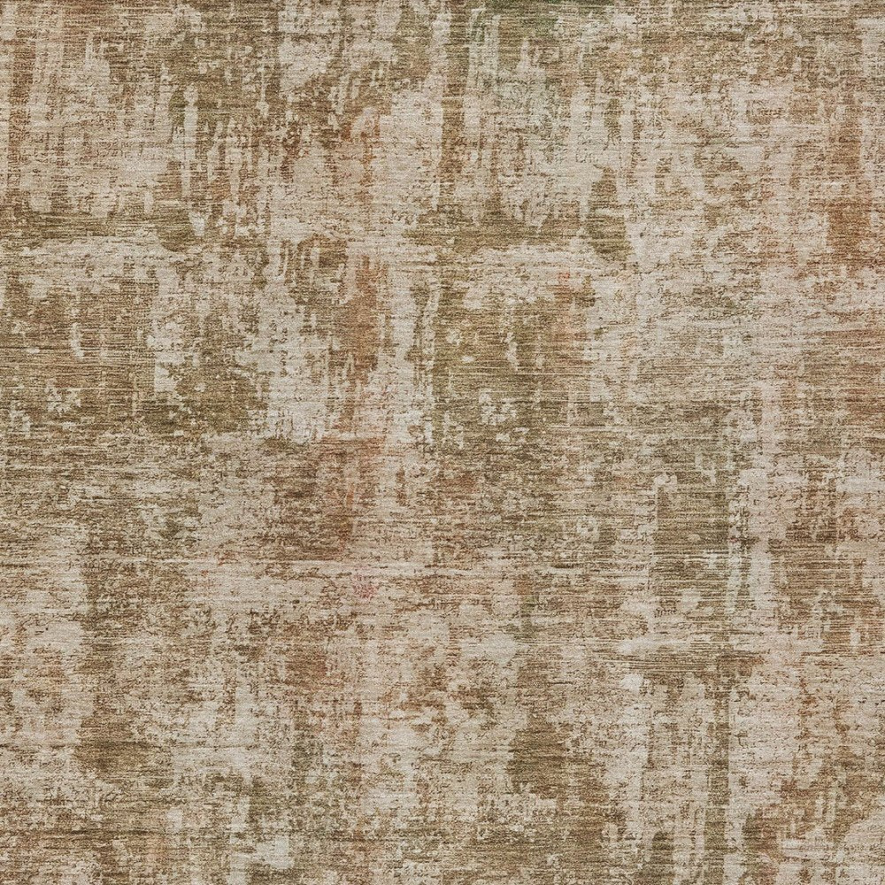 8' X 10' Beige And Copper Abstract Washable Indoor Outdoor Area Rug