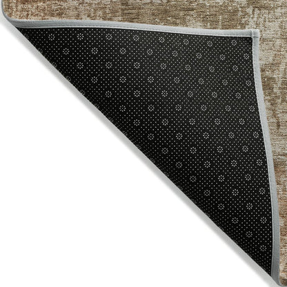 8' X 10' Beige And Copper Abstract Washable Indoor Outdoor Area Rug