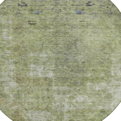 3' X 5' Artichoke Green And Beige Abstract Washable Indoor Outdoor Area Rug