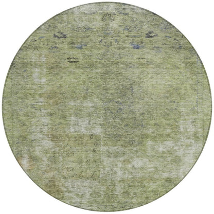 3' X 5' Artichoke Green And Beige Abstract Washable Indoor Outdoor Area Rug