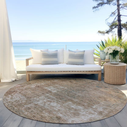 3' X 5' Beige And Taupe Abstract Washable Indoor Outdoor Area Rug