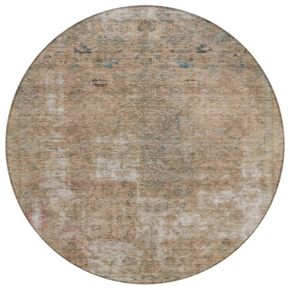 3' X 5' Beige And Taupe Abstract Washable Indoor Outdoor Area Rug