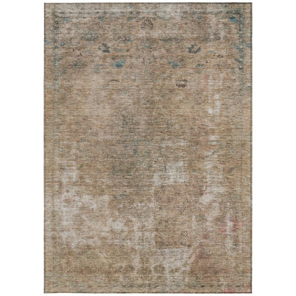 3' X 5' Beige And Taupe Abstract Washable Indoor Outdoor Area Rug