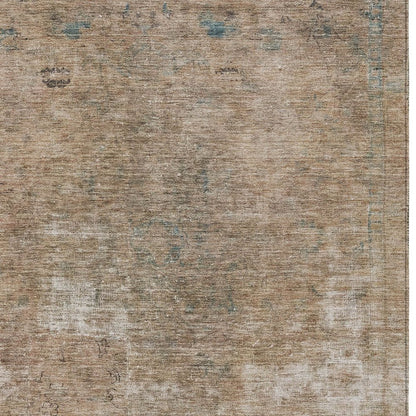 3' X 5' Beige And Taupe Abstract Washable Indoor Outdoor Area Rug