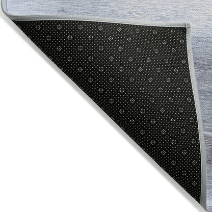 5' X 8' Sky Blue Gray And Ivory Abstract Washable Indoor Outdoor Area Rug