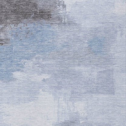 5' X 8' Sky Blue Gray And Ivory Abstract Washable Indoor Outdoor Area Rug