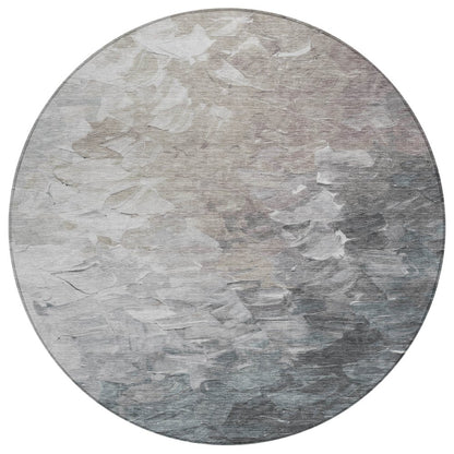 3' X 5' Taupe Brown And Silver Abstract Washable Indoor Outdoor Area Rug