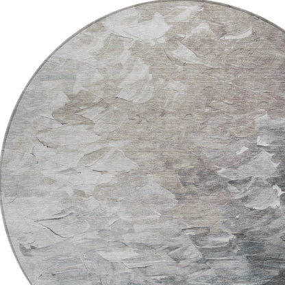 3' X 5' Taupe Brown And Silver Abstract Washable Indoor Outdoor Area Rug