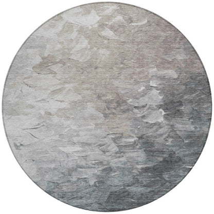 3' X 5' Taupe Brown And Silver Abstract Washable Indoor Outdoor Area Rug