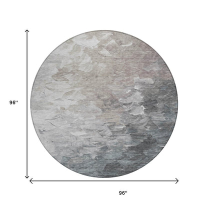 3' X 5' Taupe Brown And Silver Abstract Washable Indoor Outdoor Area Rug