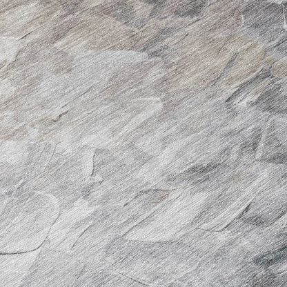 3' X 5' Taupe Brown And Silver Abstract Washable Indoor Outdoor Area Rug