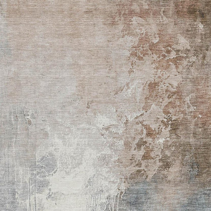 3' X 5' Rust And Gray Abstract Washable Indoor Outdoor Area Rug