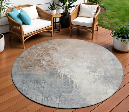 3' X 5' Rust And Gray Abstract Washable Indoor Outdoor Area Rug