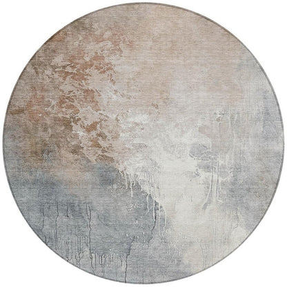 3' X 5' Rust And Gray Abstract Washable Indoor Outdoor Area Rug