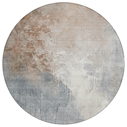 3' X 5' Rust And Gray Abstract Washable Indoor Outdoor Area Rug