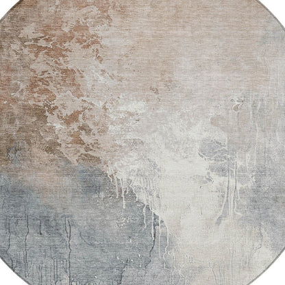 3' X 5' Rust And Gray Abstract Washable Indoor Outdoor Area Rug
