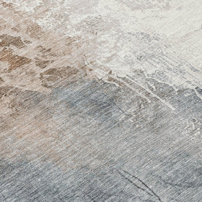 3' X 5' Rust And Gray Abstract Washable Indoor Outdoor Area Rug
