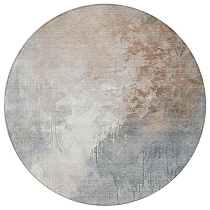 3' X 5' Rust And Gray Abstract Washable Indoor Outdoor Area Rug